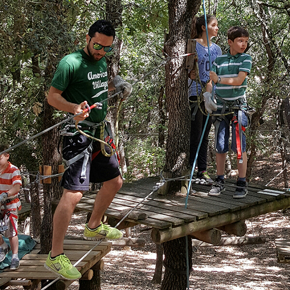 outdoor high ropes activity at american village